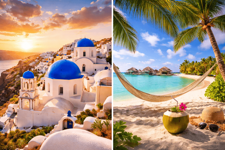 Dream destinations: Santorini and Maldives